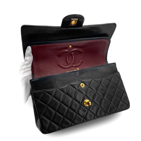 CHANEL VINTAGE CLASSIC FLAP MEDIUM CHAIN SHOULDER BAG BLACK LAMB SKIN 90294191 - PURPOSE