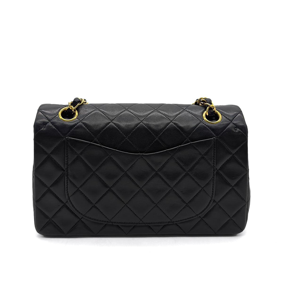 CHANEL VINTAGE CLASSIC FLAP SMALL CHAIN SHOULDER BAG BLACK LAMB SKIN 90294192