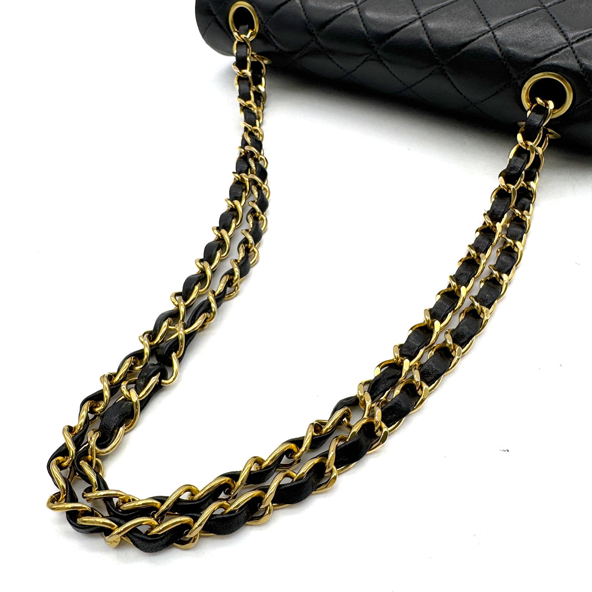 CHANEL VINTAGE CLASSIC FLAP SMALL CHAIN SHOULDER BAG BLACK LAMB SKIN 90294192