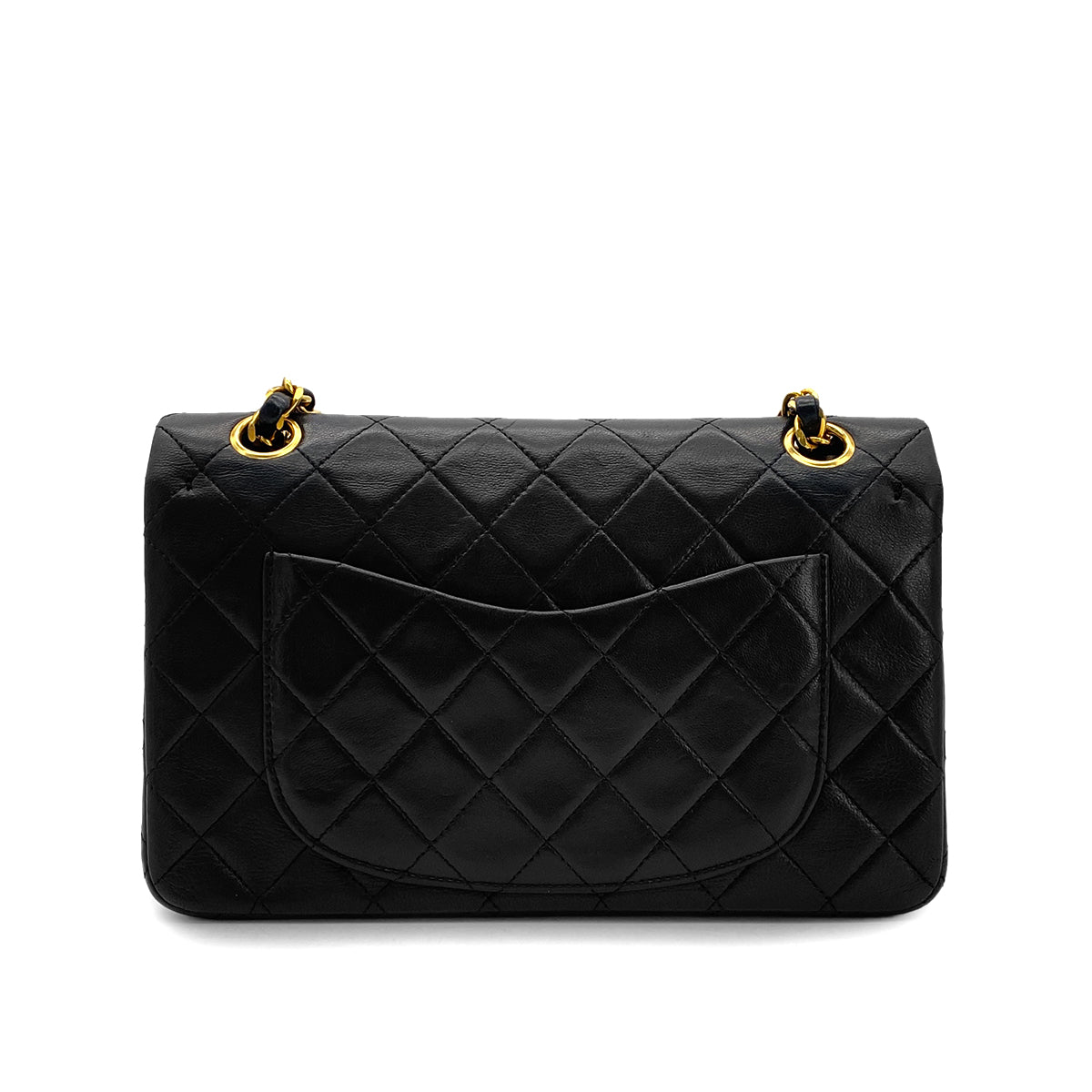 CHANEL VINTAGE CLASSIC FLAP SMALL CHAIN SHOULDER BAG BLACK LAMB SKIN 90294193