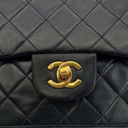 CHANEL VINTAGE CLASSIC FLAP SMALL CHAIN SHOULDER BAG BLACK LAMB SKIN 90294193 - PURPOSE