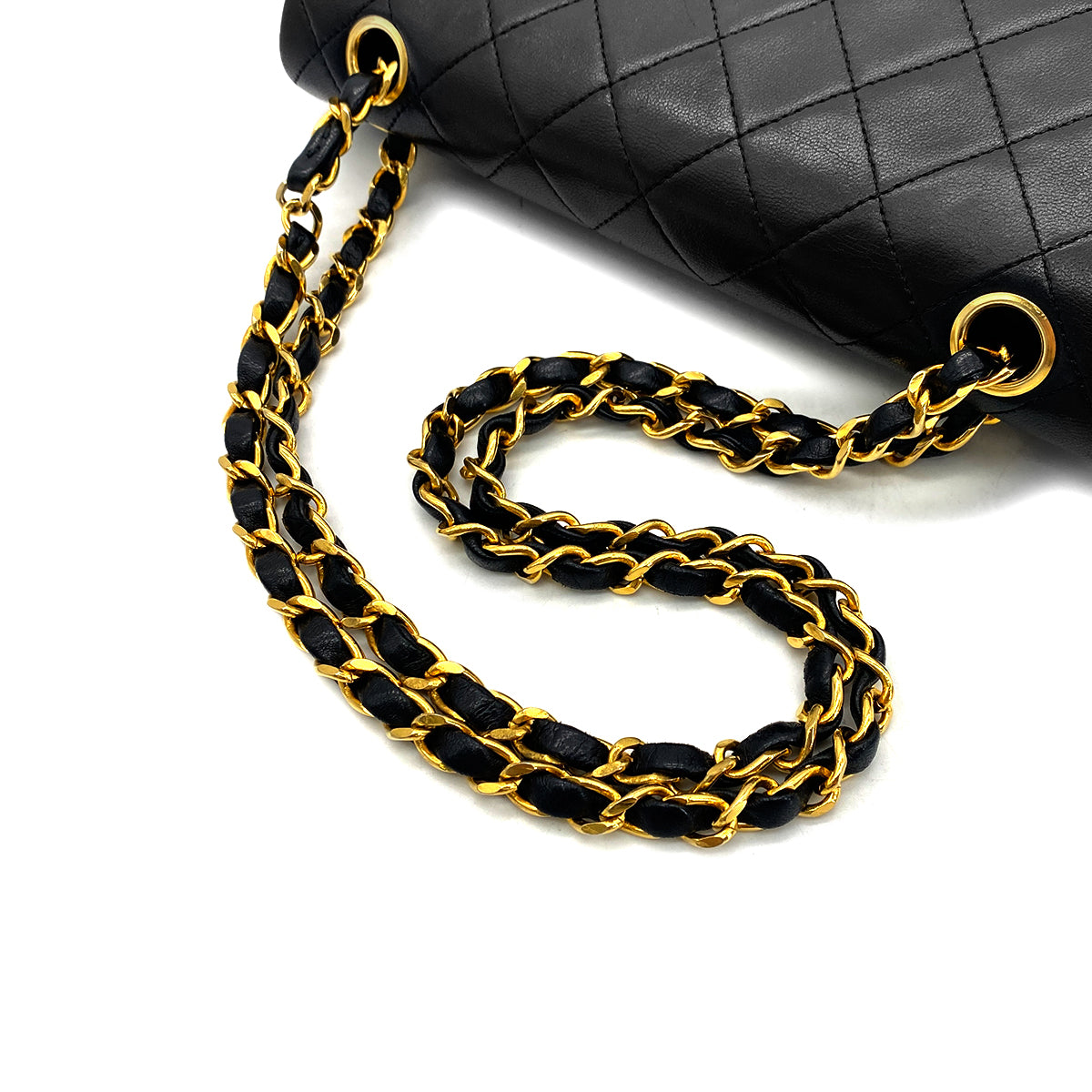 CHANEL VINTAGE CLASSIC FLAP SMALL CHAIN SHOULDER BAG BLACK LAMB SKIN 90294193