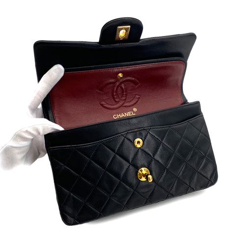 CHANEL VINTAGE CLASSIC FLAP SMALL CHAIN SHOULDER BAG BLACK LAMB SKIN 90294193 - PURPOSE