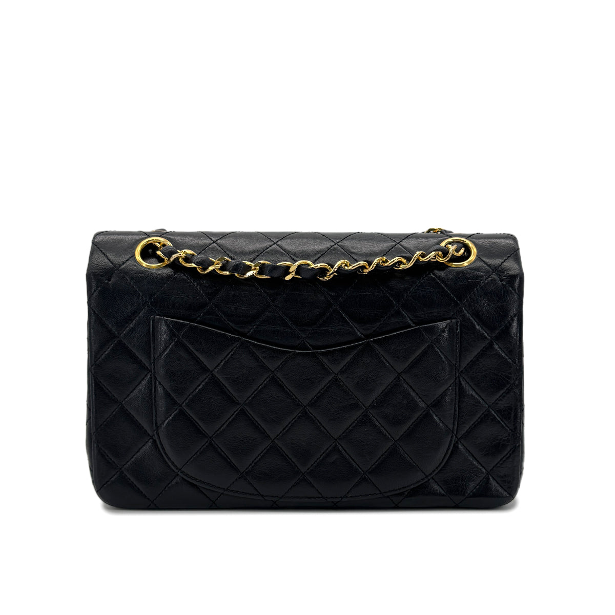 CHANEL VINTAGE CLASSIC FLAP SMALL CHAIN SHOULDER BAG BLACK LAMB SKIN 90294194