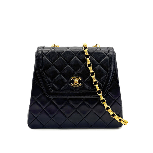 CHANEL VINTAGE MATELASSE BIJOU CHAIN SHOULDER BAG BLACK LAMB SKIN 90294195 - PURPOSE