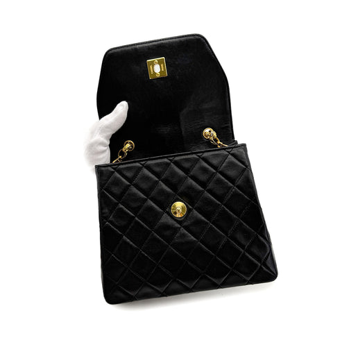 CHANEL VINTAGE MATELASSE BIJOU CHAIN SHOULDER BAG BLACK LAMB SKIN 90294195 - PURPOSE