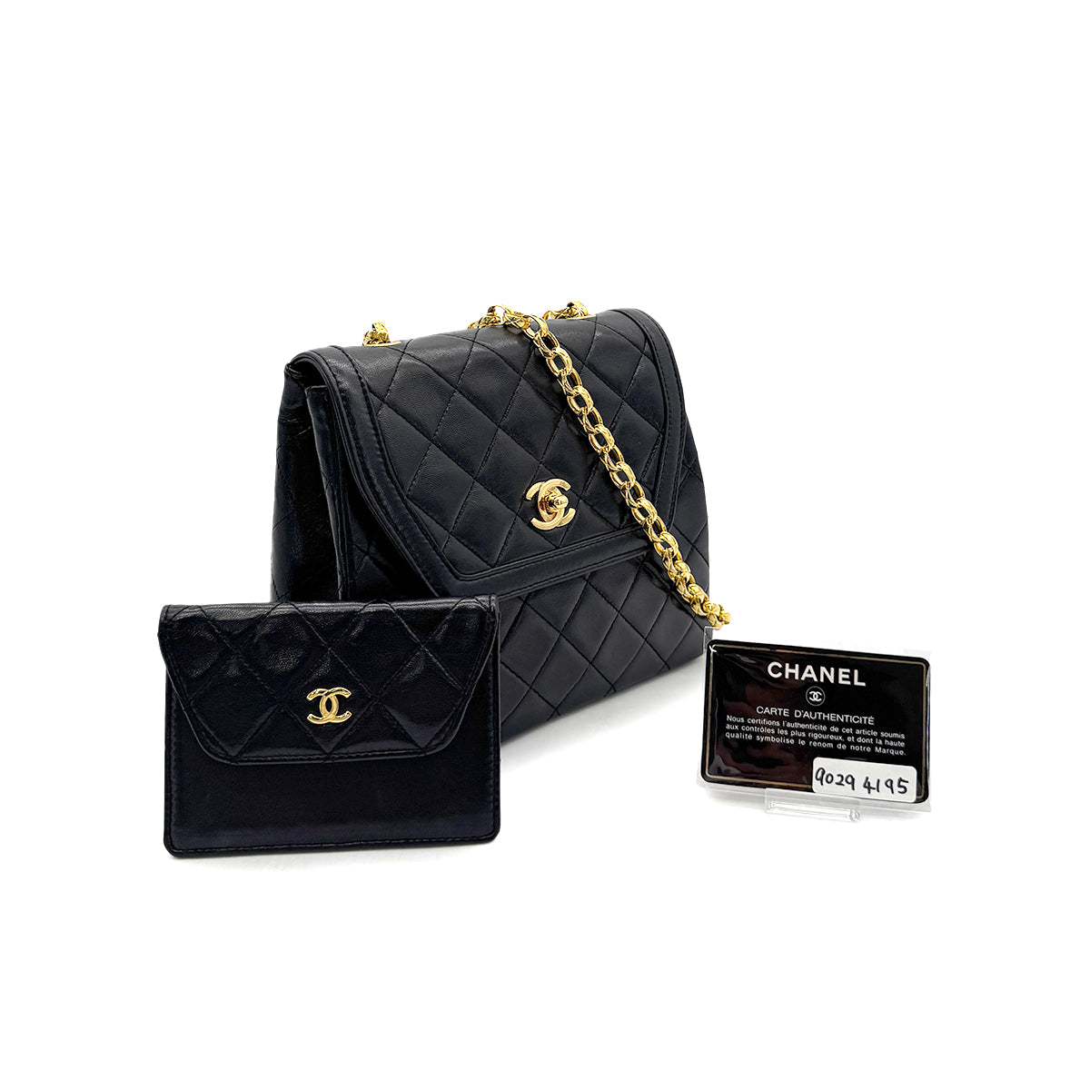 CHANEL VINTAGE MATELASSE BIJOU CHAIN SHOULDER BAG BLACK LAMB SKIN 90294195