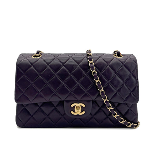 CHANEL VINTAGE CLASSIC FLAP MEDIUM CHAIN SHOULDER BAG PURPLE LAMB SKIN 90294197 - PURPOSE