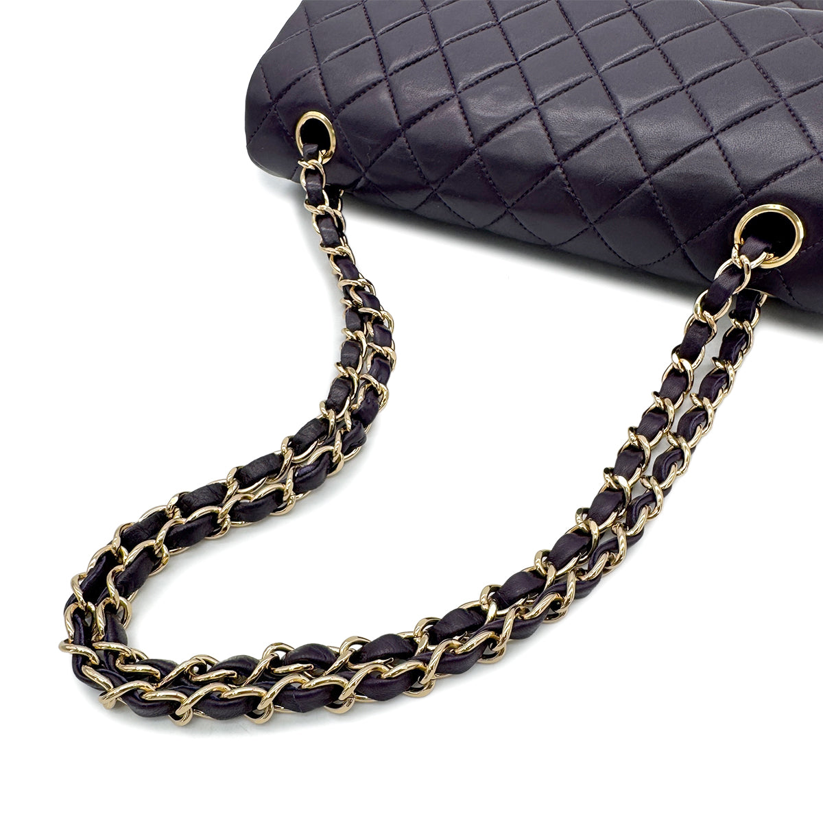 CHANEL VINTAGE CLASSIC FLAP MEDIUM CHAIN SHOULDER BAG PURPLE LAMB SKIN 90294197