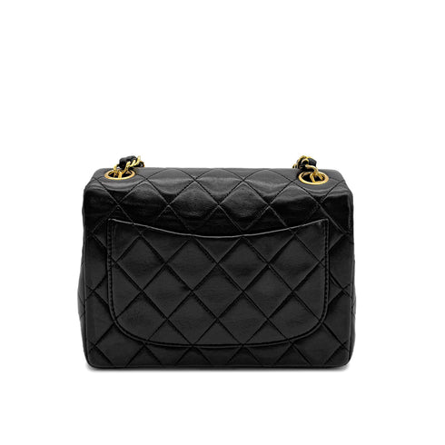 CHANEL VINTAGE MINI SQUARE 17 CHAIN SHOULDER BAG BLACK LAMB SKIN 90294201 - PURPOSE