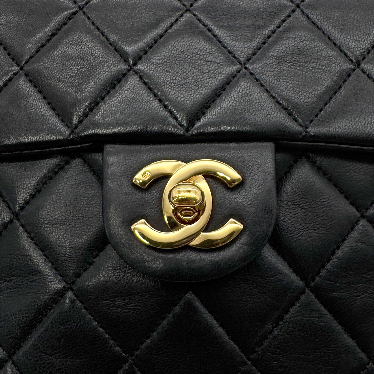 CHANEL VINTAGE MINI SQUARE 17 CHAIN SHOULDER BAG BLACK LAMB SKIN 90294201