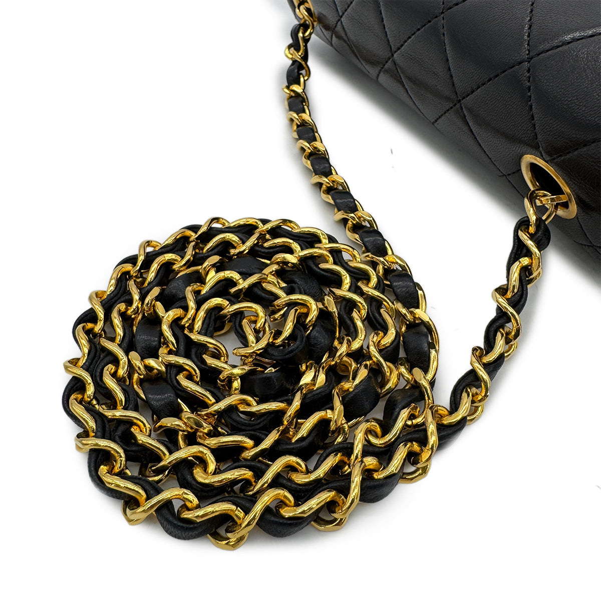 CHANEL VINTAGE MINI SQUARE 17 CHAIN SHOULDER BAG BLACK LAMB SKIN 90294201
