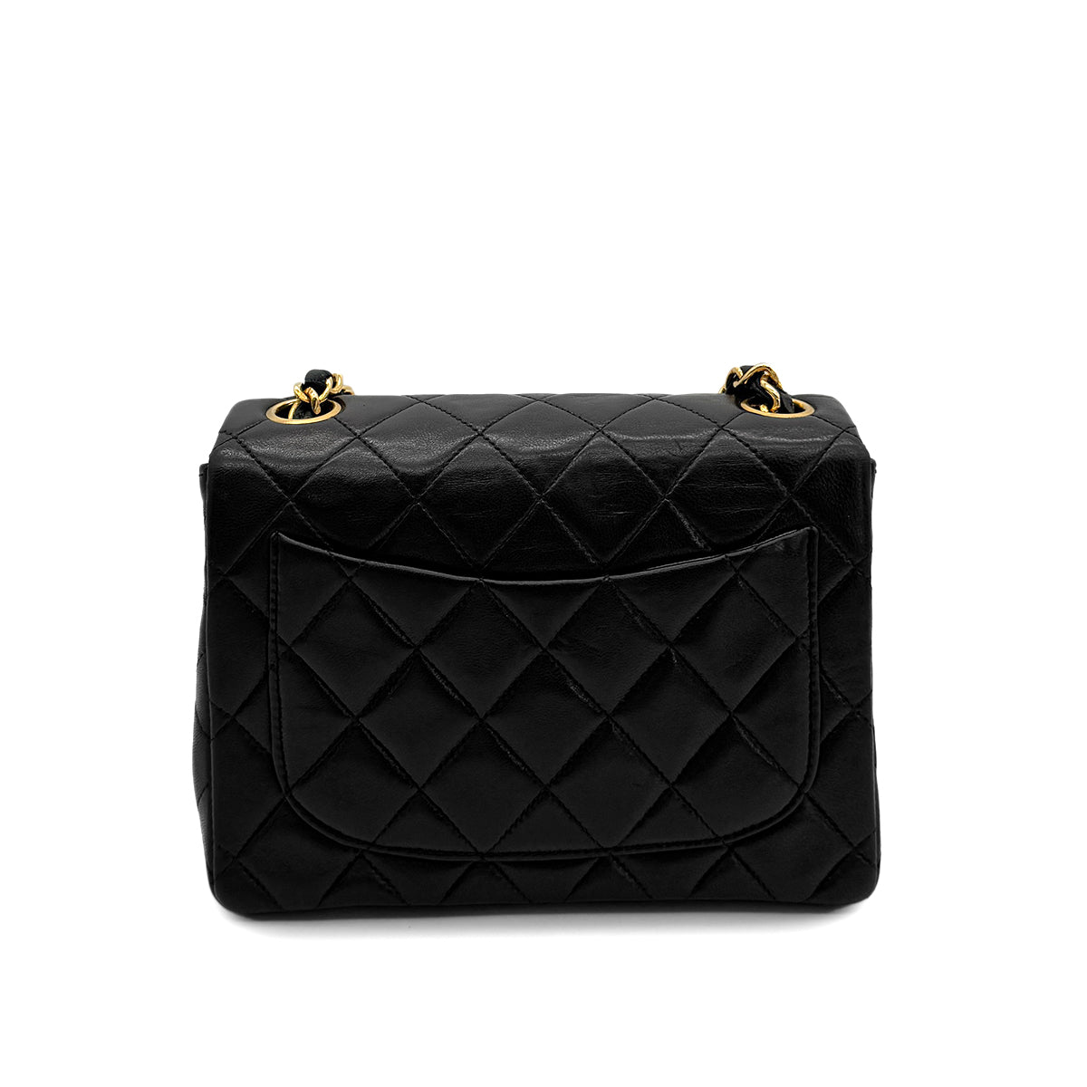CHANEL VINTAGE MINI SQUARE 17 CHAIN SHOULDER BAG BLACK LAMB SKIN 90294203