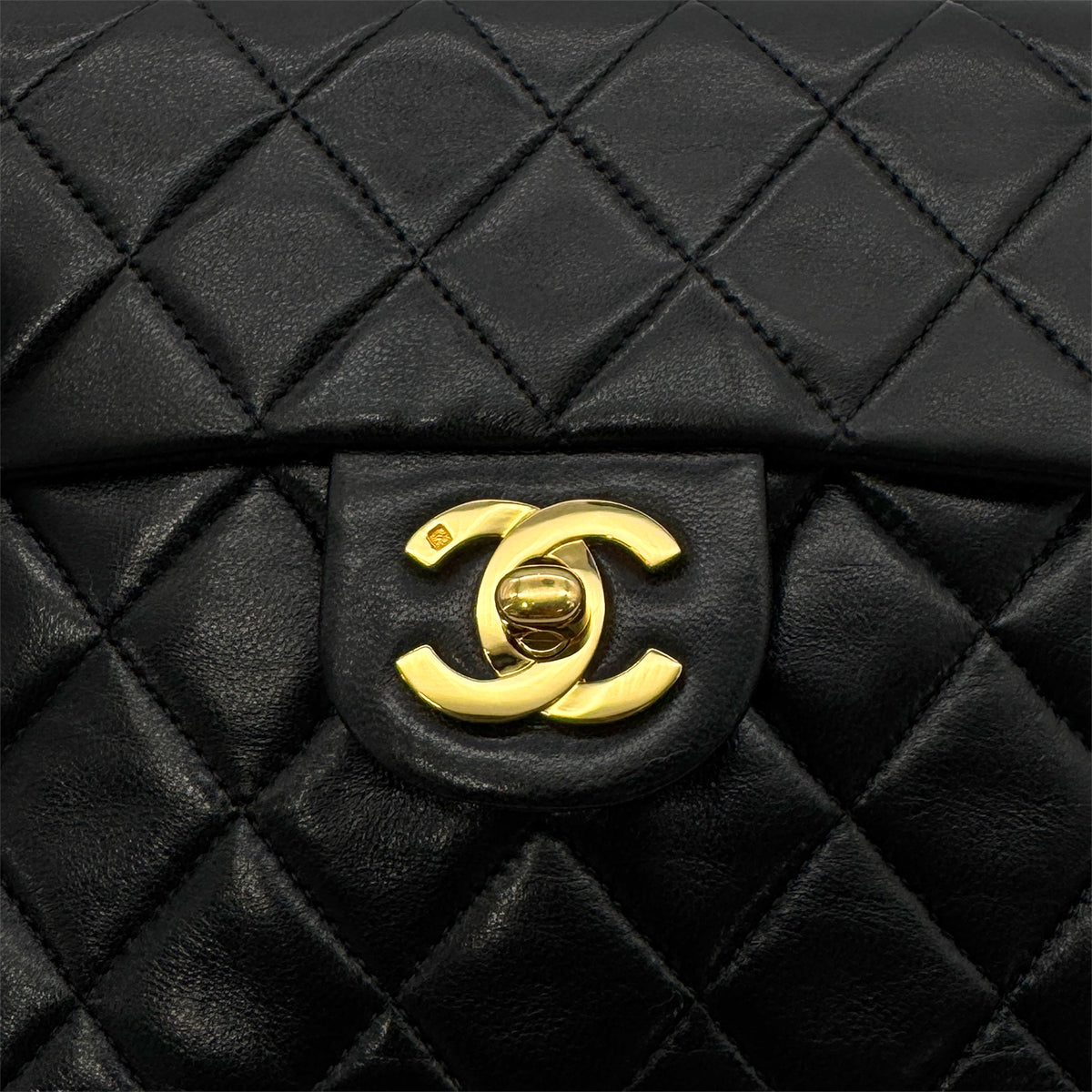 CHANEL VINTAGE MINI SQUARE 17 CHAIN SHOULDER BAG BLACK LAMB SKIN 90294203