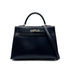 HERMES KELLY 32 SELLIER BLUE INDIGO BOXCALF HAND SHOULDER BAG □E SHW 90294204 - PURPOSE