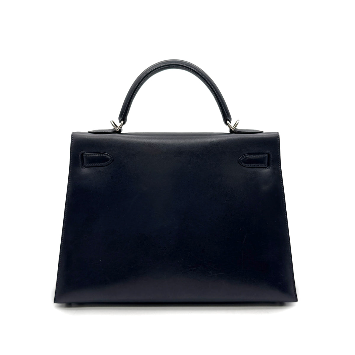 HERMES KELLY 32 SELLIER BLUE INDIGO BOXCALF HAND SHOULDER BAG □E SHW 90294204