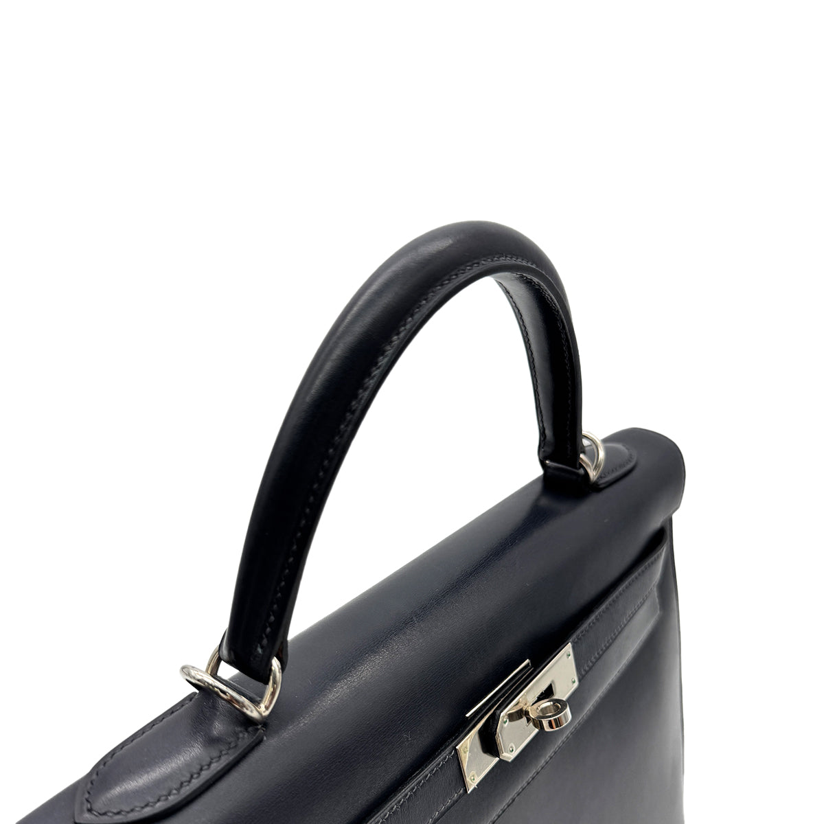 HERMES KELLY 32 SELLIER BLUE INDIGO BOXCALF HAND SHOULDER BAG □E SHW 90294204