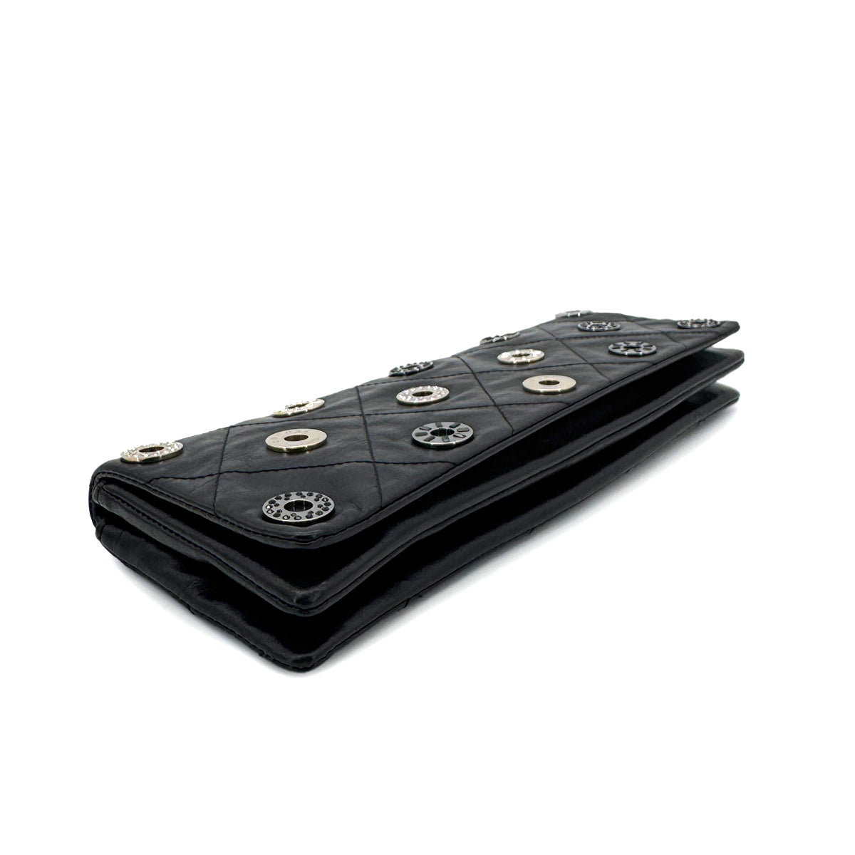CHANEL VINTAGE COIN CHARM CLUTCH BAG BLACK LEATHER 90294206