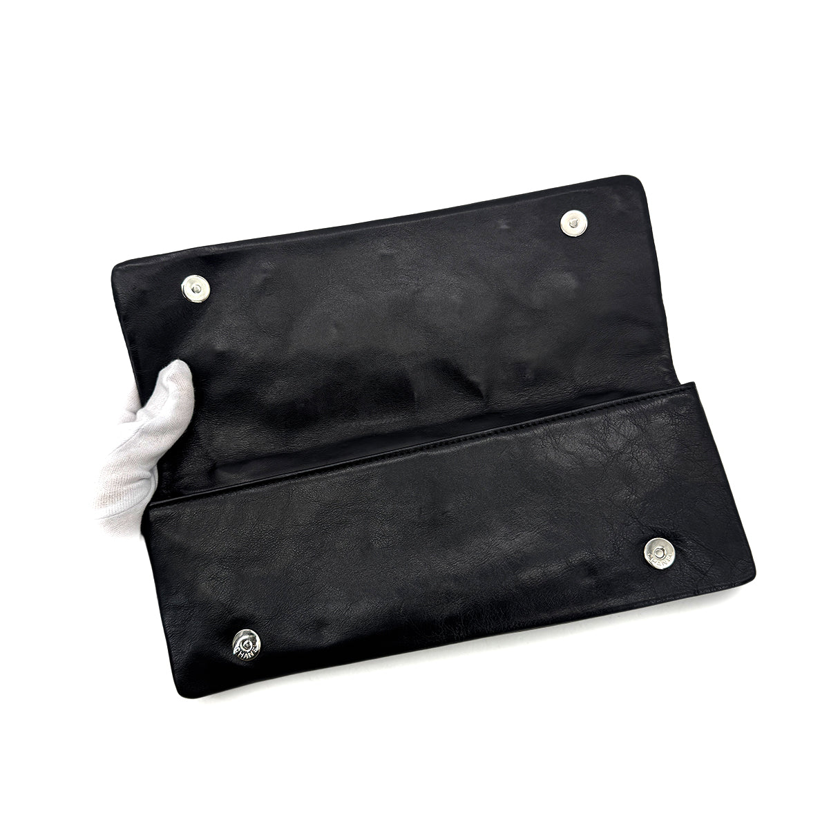 CHANEL VINTAGE COIN CHARM CLUTCH BAG BLACK LEATHER 90294206