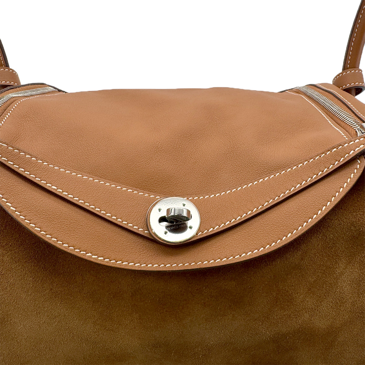 HERMES LINDY 30 GOLD VEAU SWIFT GRIZZLY SHOULDER BAG T SHW 90294373