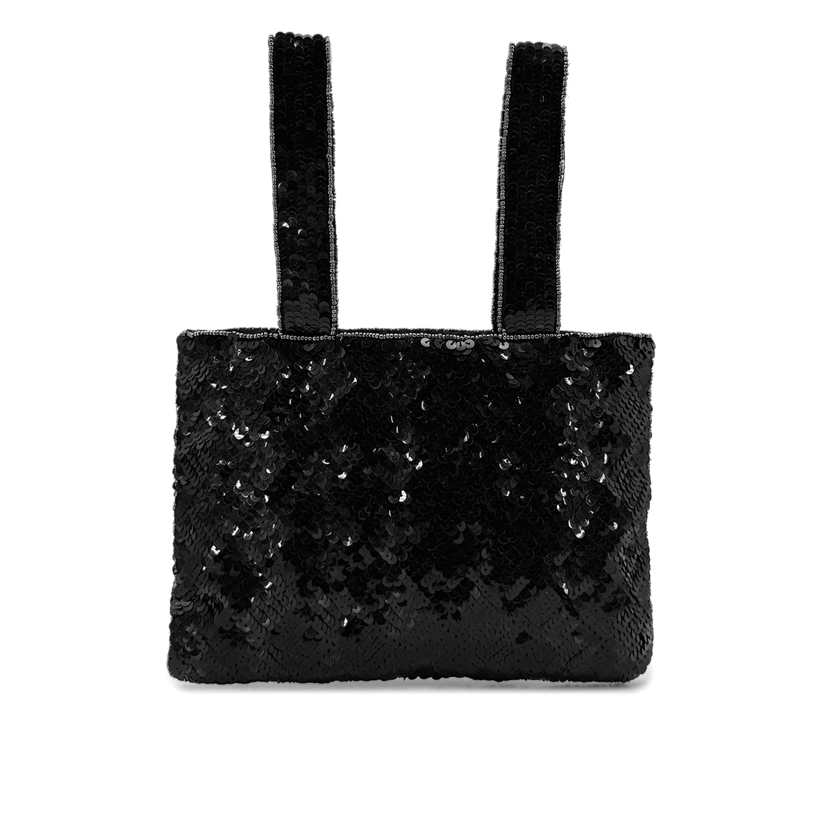 CHANEL VINTAGE HAND BAG COCOMARK SEQUINS BEADS RHINESTONE BLACK 90294378