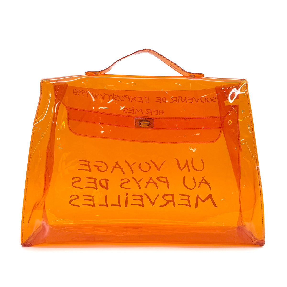 HERMES VINYL KELLY SOUVENIR DE L' EXPOSITION 1997 ORANGE HAND BAG 90294537