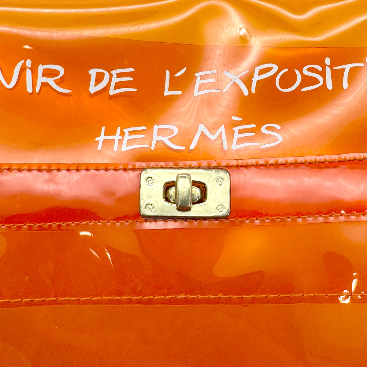 HERMES VINYL KELLY SOUVENIR DE L' EXPOSITION 1997 ORANGE HAND BAG 90294537