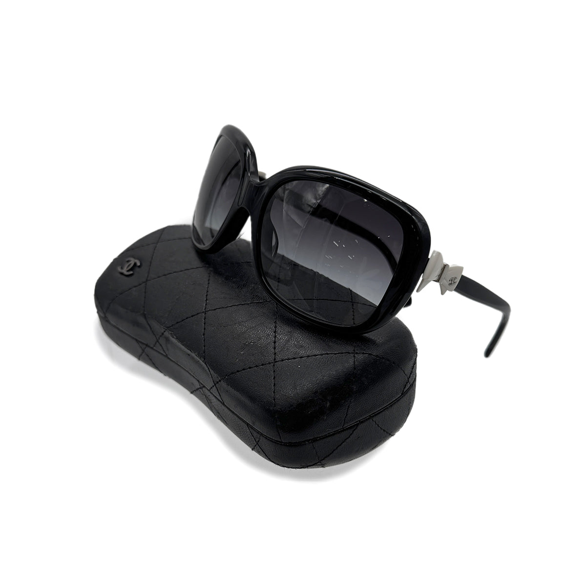CHANEL SUNGLASSES COCOMARK RIBBON BLACK WHITE EYEWEAR 90294792