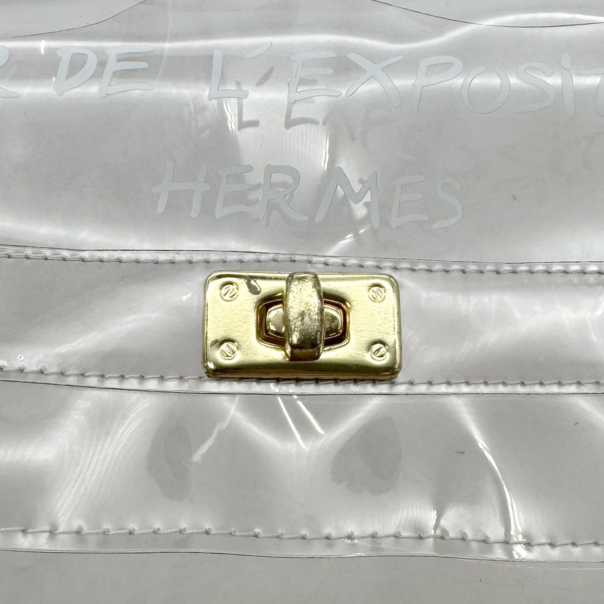 HERMES VINYL KELLY SOUVENIR DE L' EXPOSITION 1997 CLEAR HAND BAG 90294798