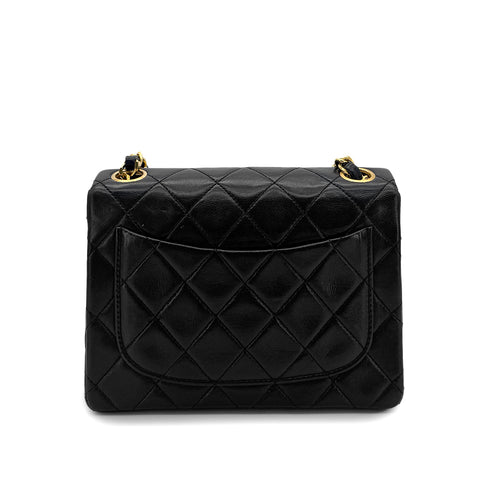 CHANEL VINTAGE MINI SQUARE 17 CHAIN SHOULDER BAG BLACK LAMB SKIN 90294800 - PURPOSE