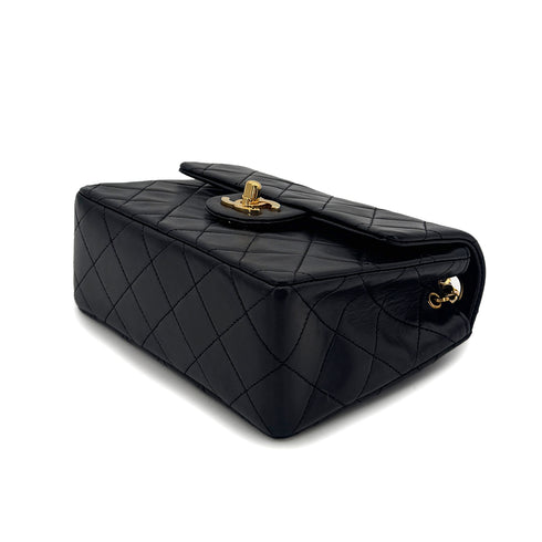 CHANEL VINTAGE MINI SQUARE 17 CHAIN SHOULDER BAG BLACK LAMB SKIN 90294800 - PURPOSE