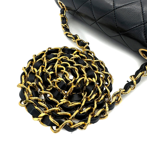 CHANEL VINTAGE MINI SQUARE 17 CHAIN SHOULDER BAG BLACK LAMB SKIN 90294800 - PURPOSE