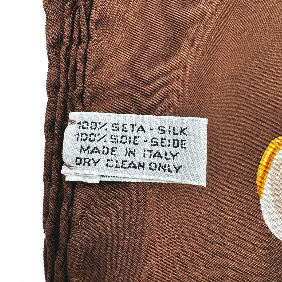 CHANEL VINTAGE SCARF COCOMARK BROWN GOLD WHITE SILK 90294807