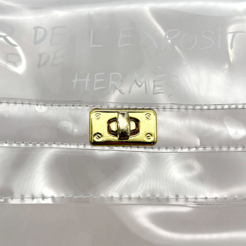 HERMES VINYL KELLY SOUVENIR DE L' EXPOSITION 1997 CLEAR HAND BAG 90294823 - PURPOSE