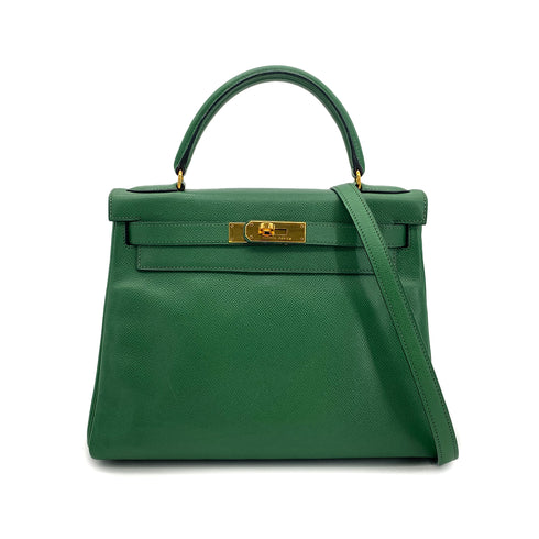 HERMES KELLY 28 RETOURNE GREEN COUCHEVEL HAND SHOULDER BAG 〇U GHW 90294824 - PURPOSE