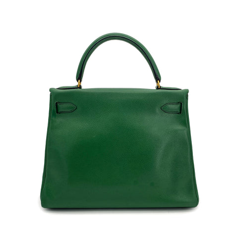 HERMES KELLY 28 RETOURNE GREEN COUCHEVEL HAND SHOULDER BAG 〇U GHW 90294824 - PURPOSE