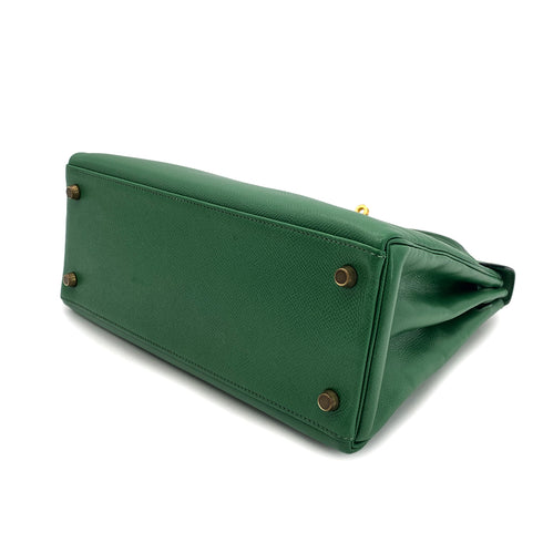 HERMES KELLY 28 RETOURNE GREEN COUCHEVEL HAND SHOULDER BAG 〇U GHW 90294824 - PURPOSE