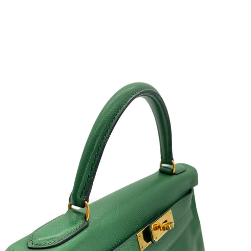 HERMES KELLY 28 RETOURNE GREEN COUCHEVEL HAND SHOULDER BAG 〇U GHW 90294824 - PURPOSE