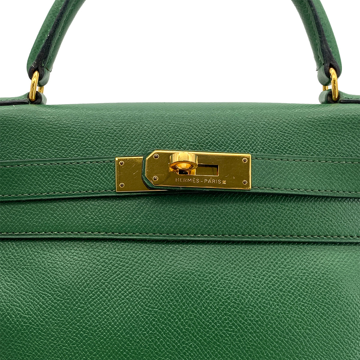 HERMES KELLY 28 RETOURNE GREEN COUCHEVEL HAND SHOULDER BAG 〇U GHW 90294824