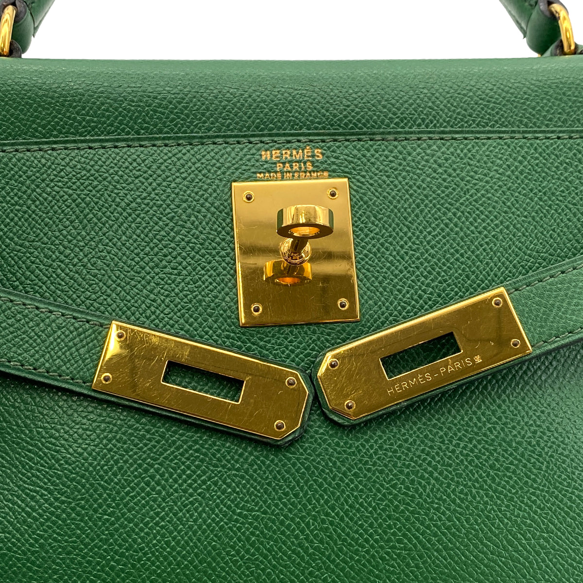 HERMES KELLY 28 RETOURNE GREEN COUCHEVEL HAND SHOULDER BAG 〇U GHW 90294824