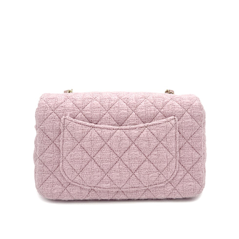 CHANEL MINI MATELASSE 20 CHAIN SHOULDER BAG PINK TWEED 90294827