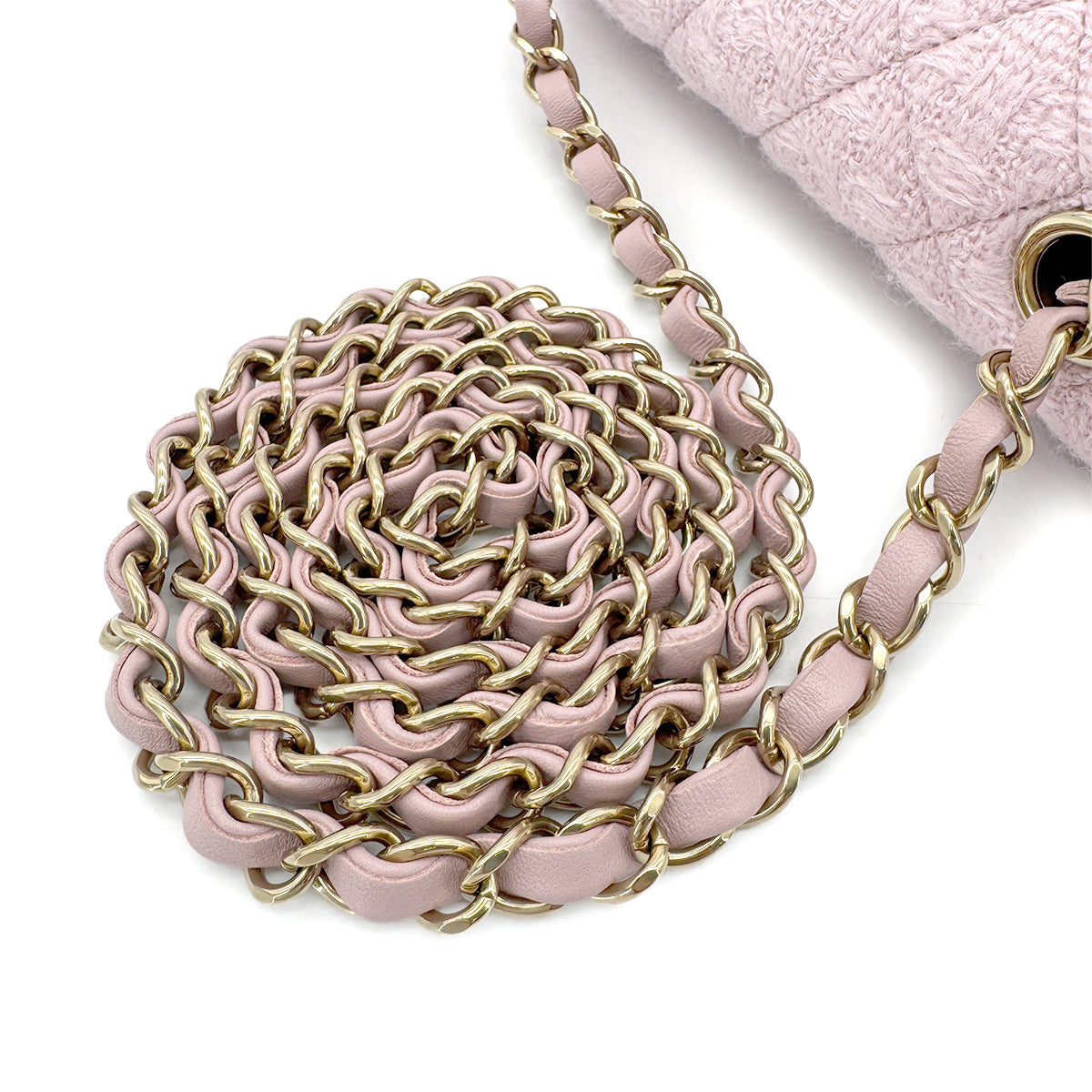 CHANEL MINI MATELASSE 20 CHAIN SHOULDER BAG PINK TWEED 90294827