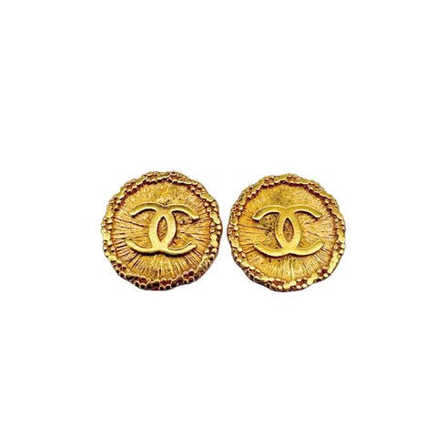 CHANEL VINTAGE EARRINGS COCOMARK ROUND GOLD ACCESSORY 96P 90294829 - PURPOSE