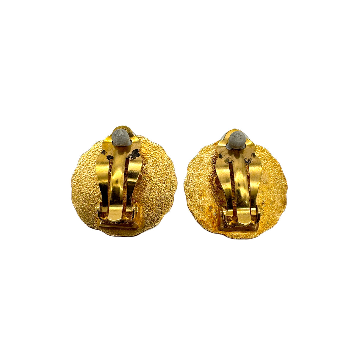 CHANEL VINTAGE EARRINGS COCOMARK ROUND GOLD ACCESSORY 96P 90294829
