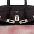 HERMES BIRKIN 25 ROUGE SELLIER ECRU FRAMBOISE VEAU SWIFT TOILE QUADRILLE HAND BAG B SHW 90294966 - PURPOSE