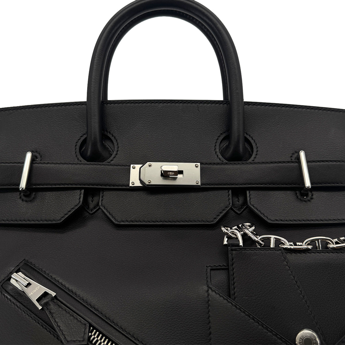 HERMES HAUT A COURROIES 40 ROCK BLACK EVER GRAIN HAND BAG B SHW 90294967