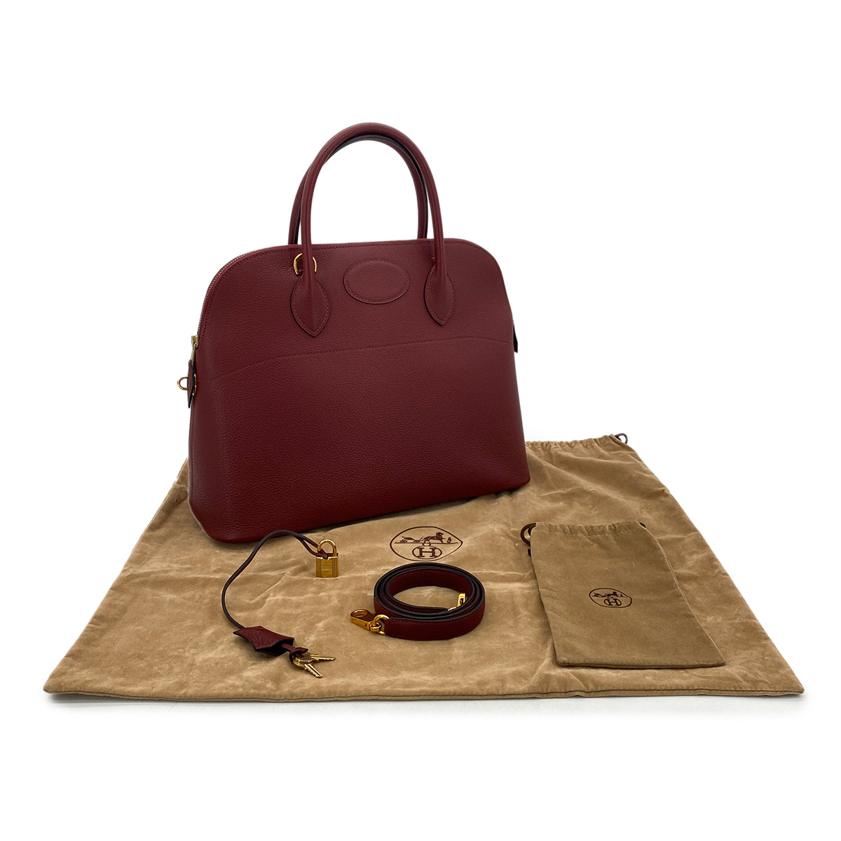HERMES BOLIDE 35 ROUGE H FJORD HAND SHOULDER BAG □D GHW 90294969