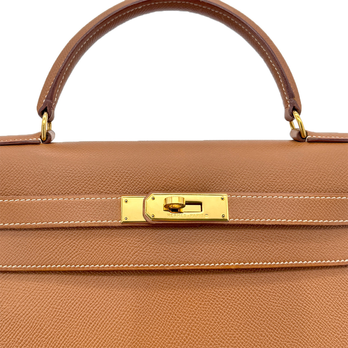 HERMES KELLY 32 SELLIER GOLD COUCHVEL HAND SHOULDER BAG 〇Z GHW 90294970