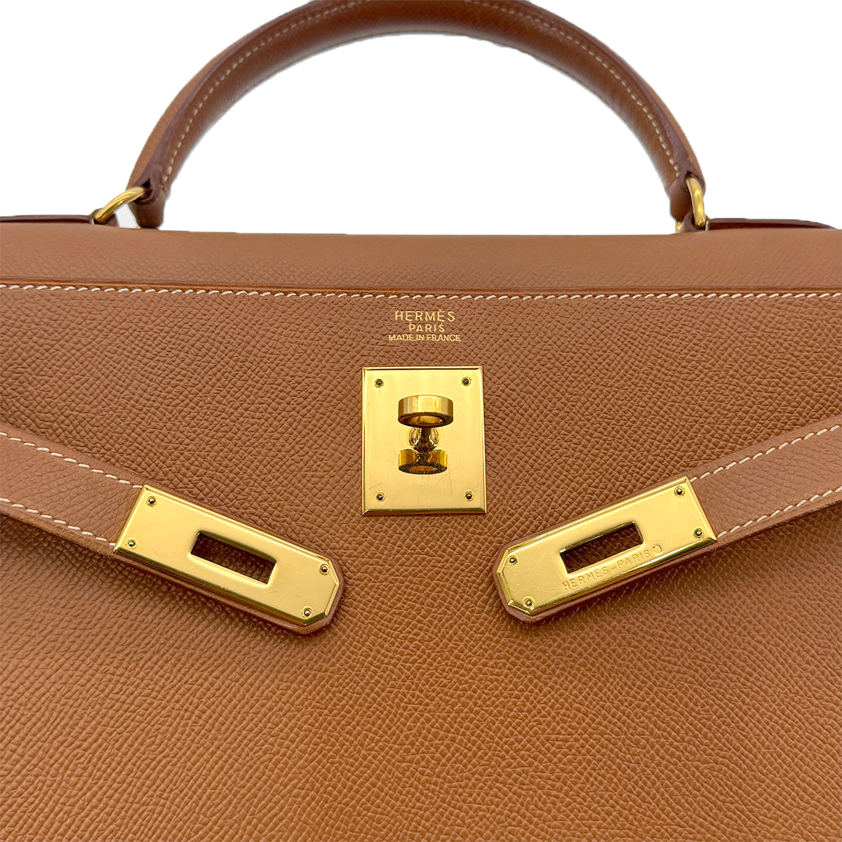 HERMES KELLY 32 SELLIER GOLD COUCHVEL HAND SHOULDER BAG 〇Z GHW 90294970