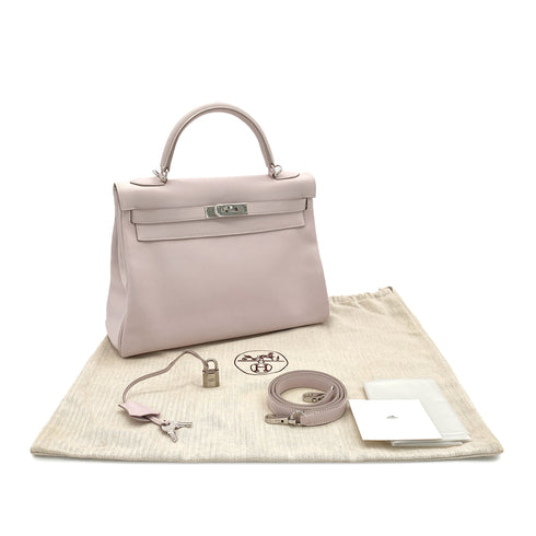 HERMES KELLY 32 RETOURNE ROSE DRAGEE SWIFT HAND SHOULDER BAG □K SHW 90294971 - PURPOSE